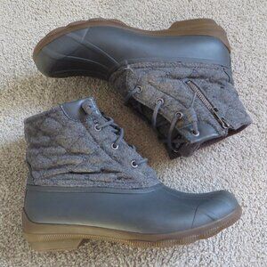 Sperry Womens Syren Gulf Wool Duck Boots Size 8 Gray Quilt Design Waterproof